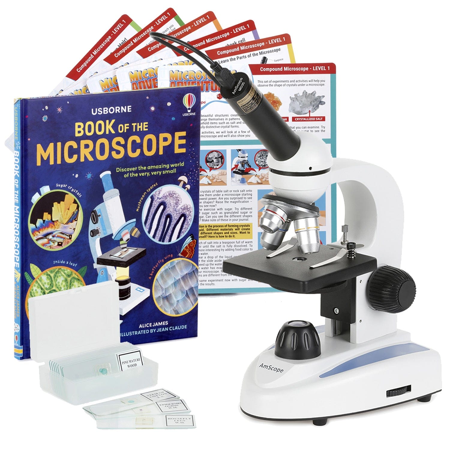 amscope-m149-durchlichtmikroskop-400x-led-usb-kamera-set image 1