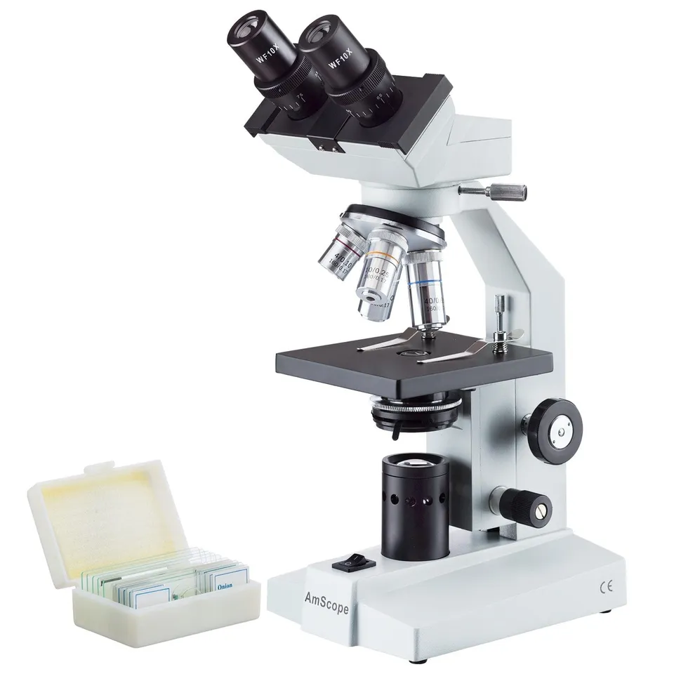 amscope-b100-durchlichtmikroskop-40x-1000x-led-pr-parate-set image 1