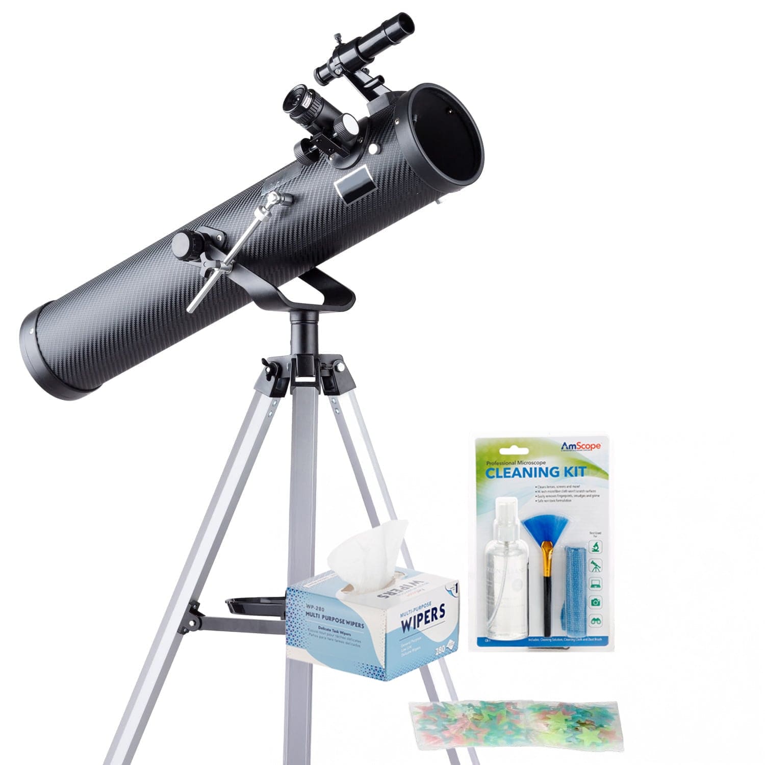 amscope-beginner-astronomer-teleskop-76mm-35x-350x-moon-gazer-set image 1