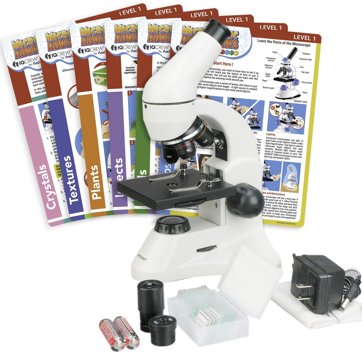 amscope-m120-sch-lermikroskop-monokular-40x-1000x-led-set image 1