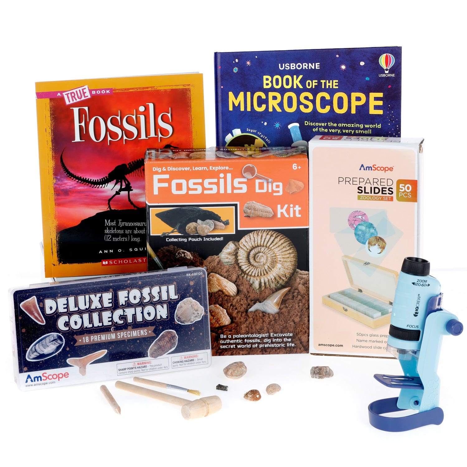 amscope-kvb-fos-612-dis-sch-ler-mikroskop-fossil-set-monokular image 1