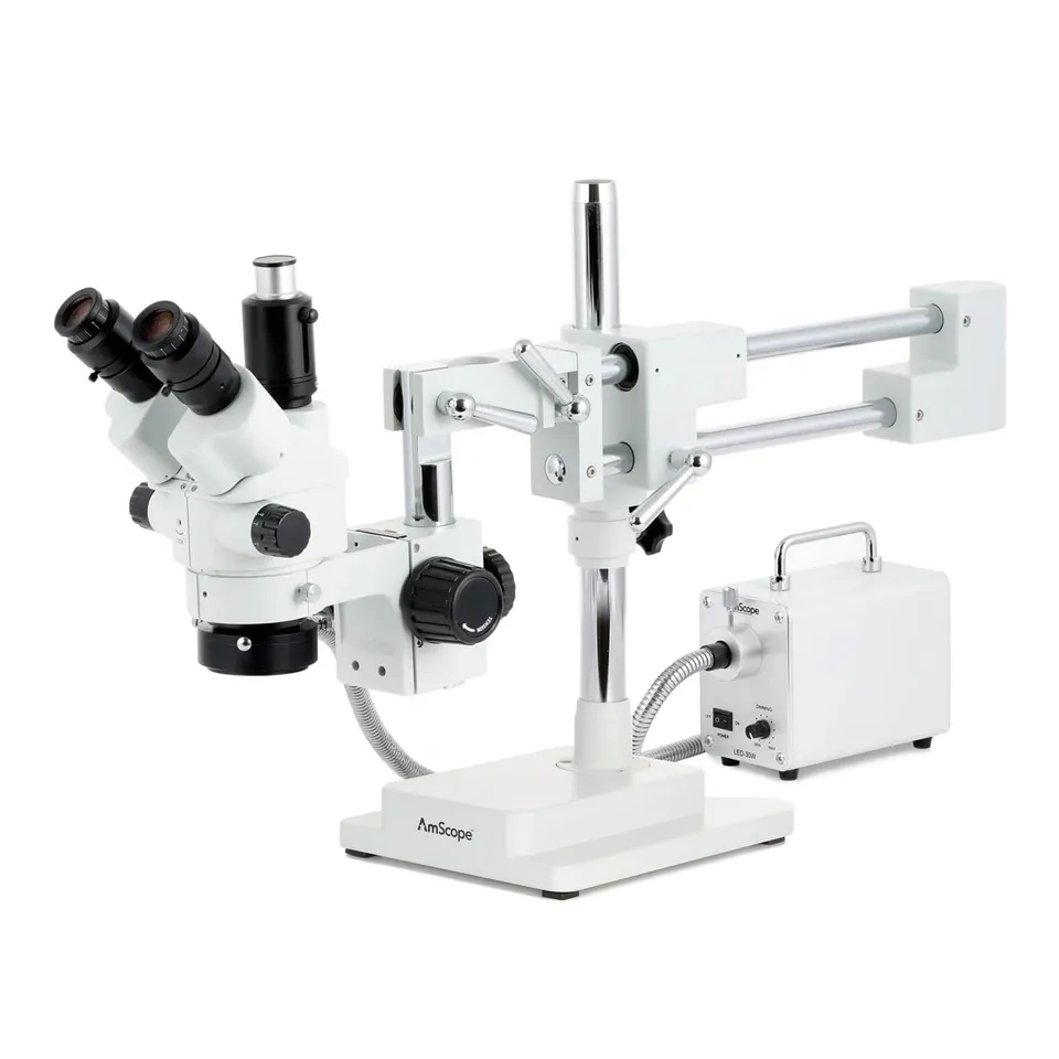 amscope-sm-4ntp-stereo-mikroskop-7x-45x-mit-doppelarm-stativ-led image 1