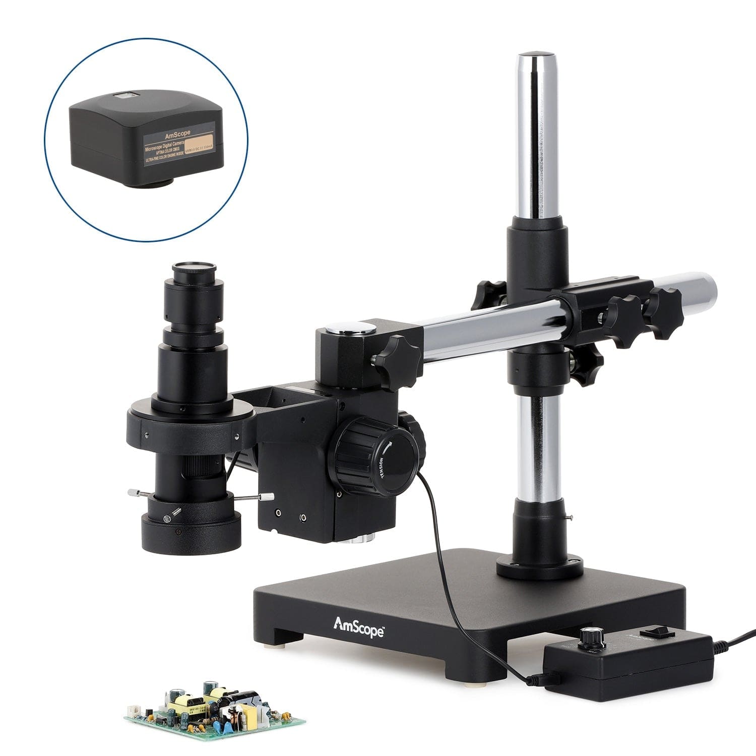 amscope-h800-zoom-inspektionsmikroskop-0-7x-5x-led-einarmstativ image 2