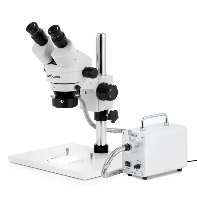 amscope-sm-1-stereomikroskop-45x-mit-led-faseroptik-s-ulenstativ image 1