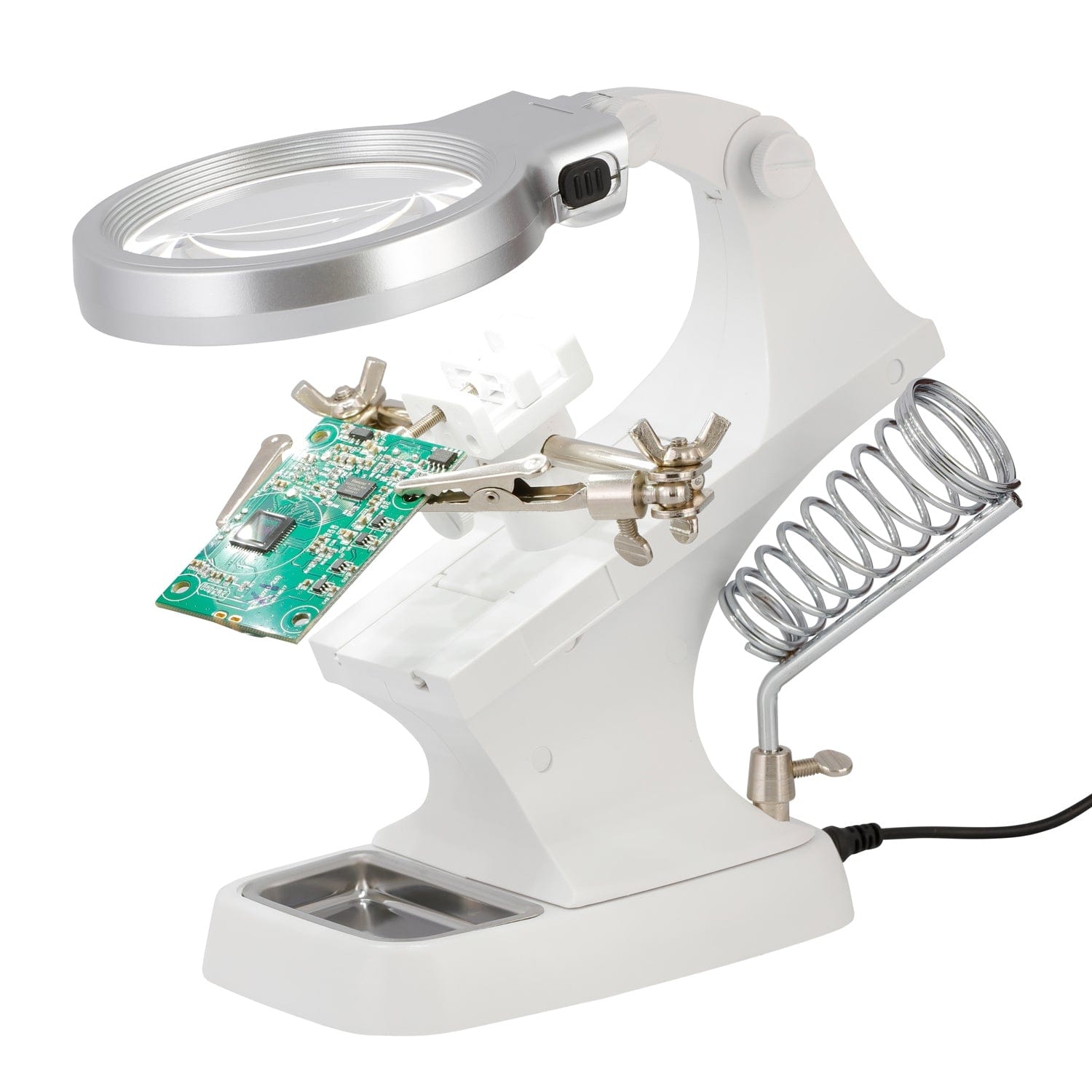 amscope-cbh-th7023b-platinenhalter-lupe-3x-led-licht image 1