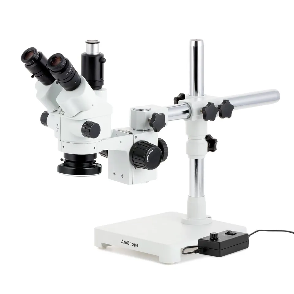 amscope-sm-3-7x-45x-trinokular-stereo-mikroskop-single-boom-144-led image 1