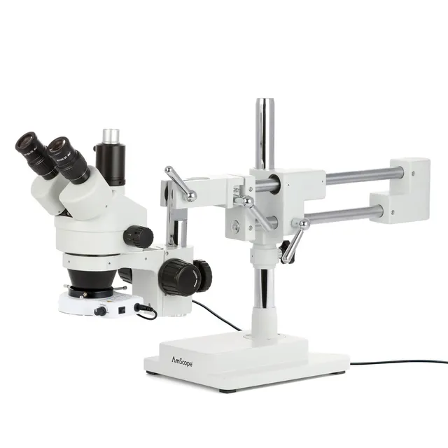 amscope-sm-4t-stereomikroskop-7x-45x-trinokular-boom-stativ image 1