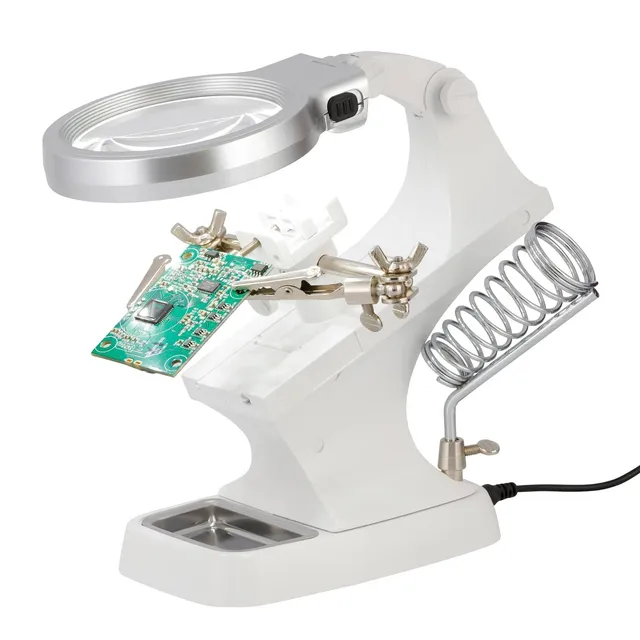 amscope-cbh-th7023b-platinenhalter-lupe-3x-led-licht image 1