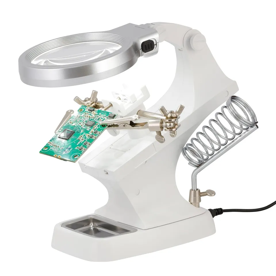 amscope-cbh-th7023b-platinenhalter-lupe-3x-led-licht image 1