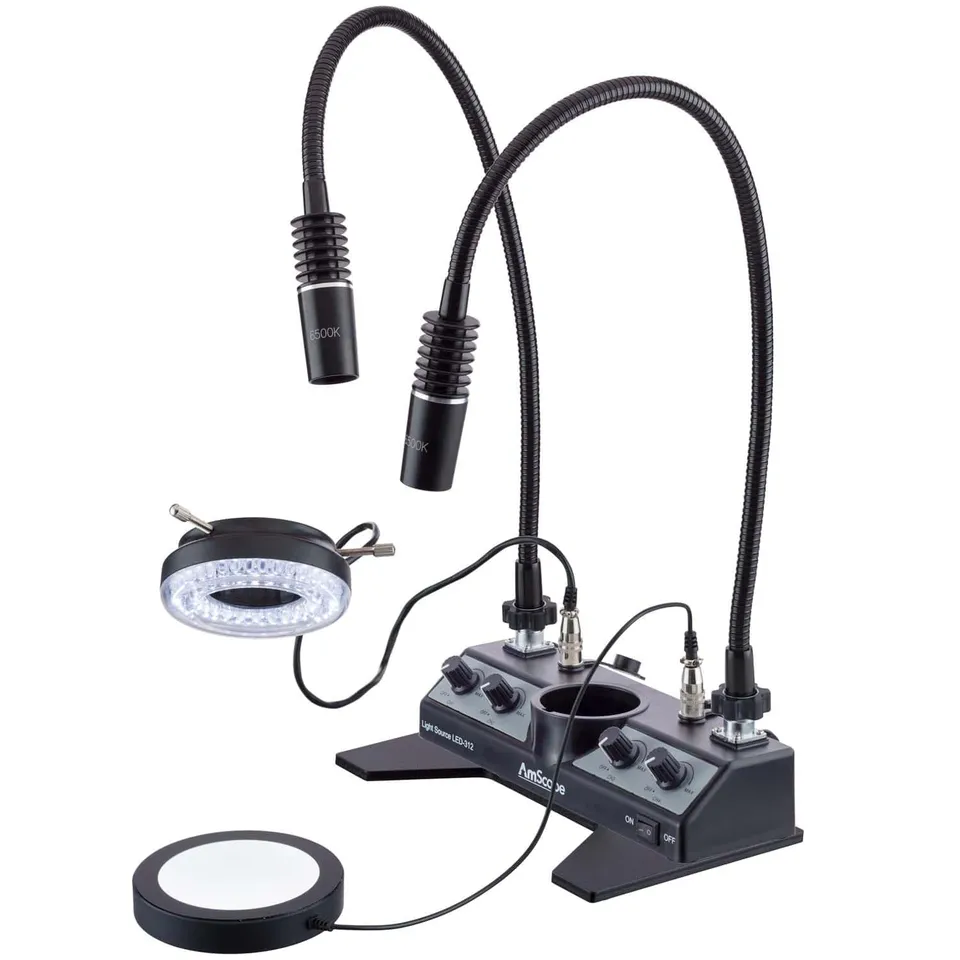 amscope-led-312w-mikroskopbeleuchtung-ringlicht-gooseneck image 1